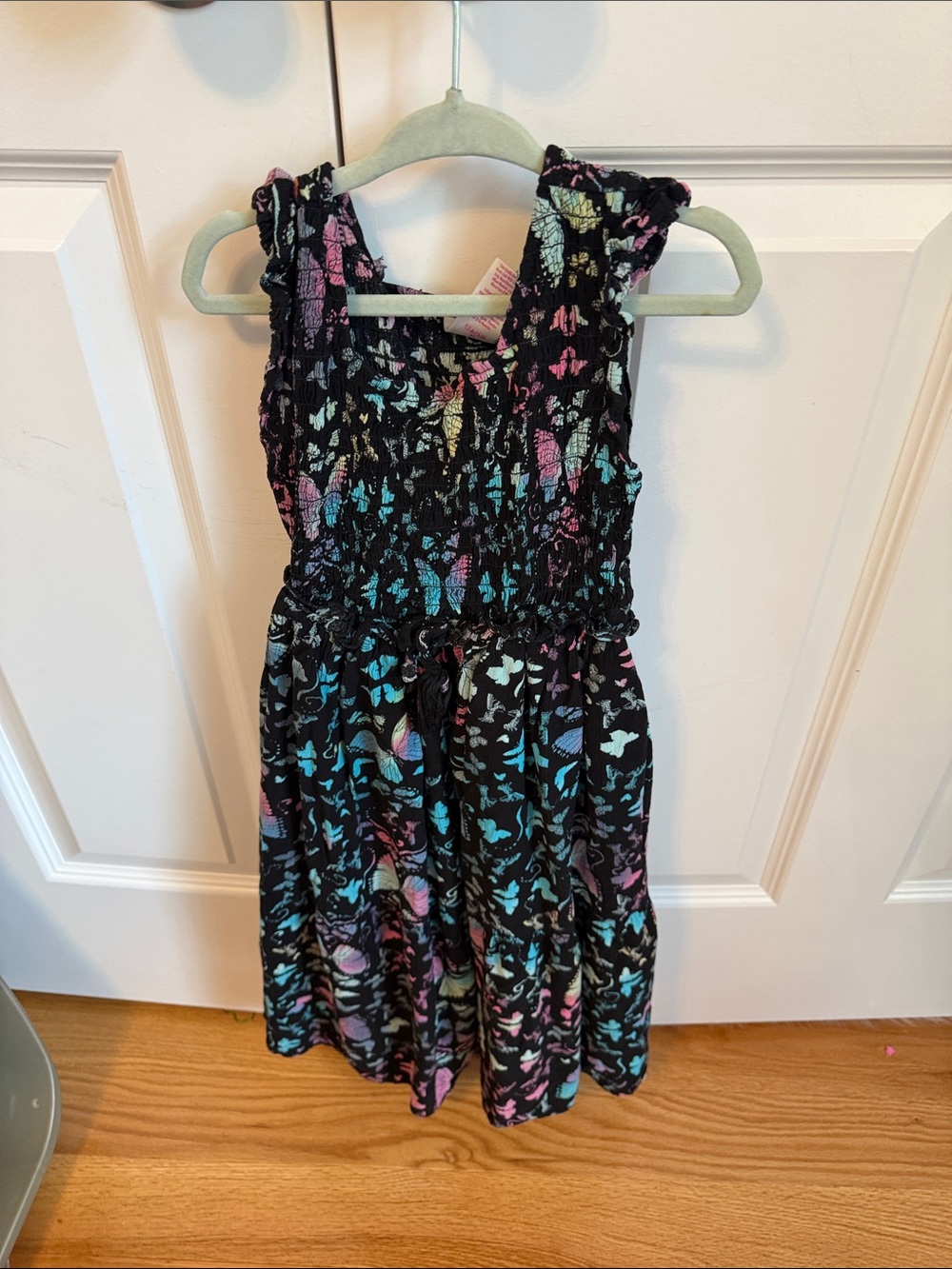 Justice Black Dress with Multicolor Butterfly Print